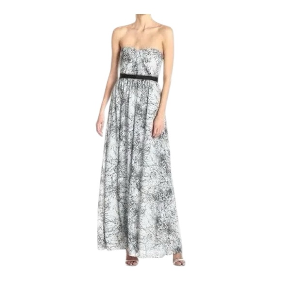 BCBG Max Azria Amber Strapless Gown Light Dove Combo Size 0 Empire Waist s - Picture 1 of 9